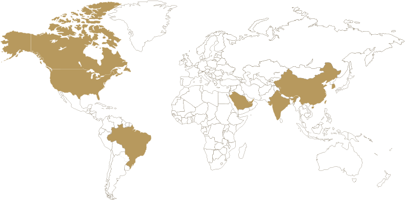 Mapa dos países alcançados pela Millbrook